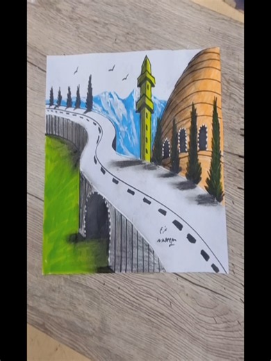 رسم منظر طبيعي خطوة بخطوة