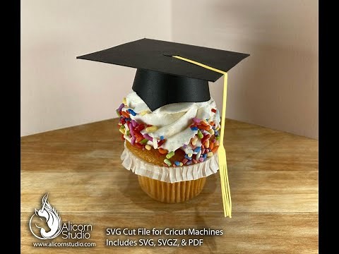 Graduation Hat Craft-3D Paper - SVG File Cut File - Cricut Cupcake Topper Graduate Party Decoration