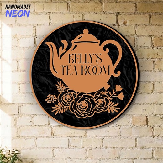 Custom Tea Room Sign, Personalized Teapot Wall Art, Floral Kitchen Decor, Tea Lover Gift, Tea Shop Sign - Etsy
