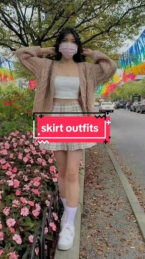 Korean Skirt Outfits: High Waist Skirt with Sneakers