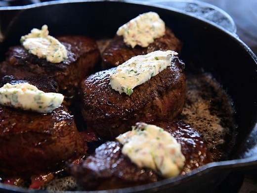 Filet with Roasted Garlic Butter