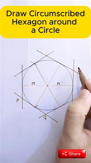 How to Draw a Circumscribed Hexagon Around a Circle #shorts #geometry #hexagone