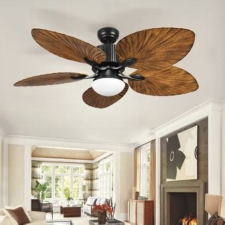 Moasis 52" Palm Leaf Ceiling Fan with Light Tropical Style with Remote Control and LED Light - Bed Bath & Beyond - 37515915