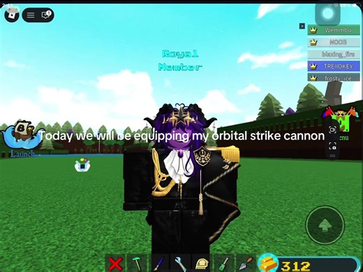 Equipping the Boi Orbital Strike Cannon in Roblox