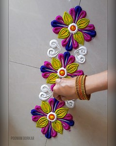 Quick and easy border rangoli using bangles! #creative #rangoli #ideas #festival #Kolam #muggulu #designs | Blissful Stuff by Poonam
