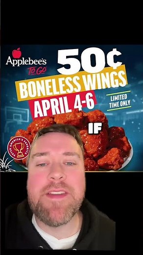 50¢ Boneless wings are BACK at Applebee’s 🔥 don’t miss this 🍗 #applebees #fooddeals #wingdeal
