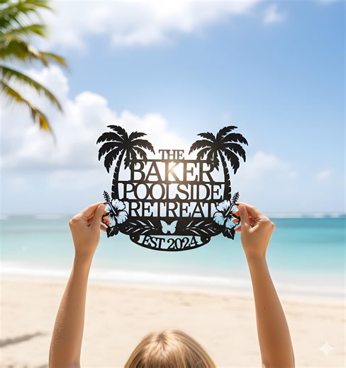 Personalized Palm Tree Oasis Sign Metal Sign, Poolside Decor, Palm Trees Decor, Custom Backyard Oasis Sign, Patio Sign, Outdoor Wall Decor - Etsy