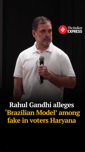 @rahulgandhi showed a picture of a Brazilian woman and alleged that she had voted 22 times on 10 booths in Haryana alone. “This is a centralised operation… The lady in question is a Brazilian model. This is proof of a centralised operation. The lady is one of 25 lakh such people. What is a Brazilian person doing on voters' list in Haryana?” he asked. Leader of Opposition in Lok Sabha Rahul Gandhi addressed a press conference at the AICC headquarters in New Delhi today (Nov 5). Saying he is dropp