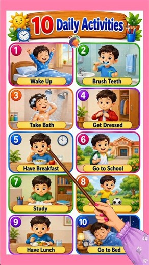 10 daily activities name in english #kidslearning#vocabulary #english