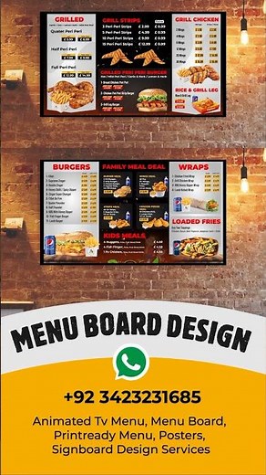 Digital Menu Board Design for Restaurants | Animated TV Menu Screens USA & UK