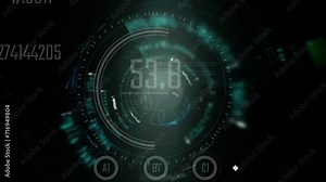 tunnel zoom with many coding programming software application and hud interface data computing overlay