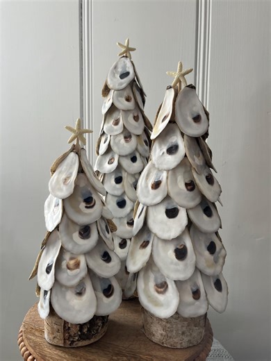 Oyster Shell Tree Decoration, Coastal Christmas Decor, Genuine Oyster Shell - Etsy