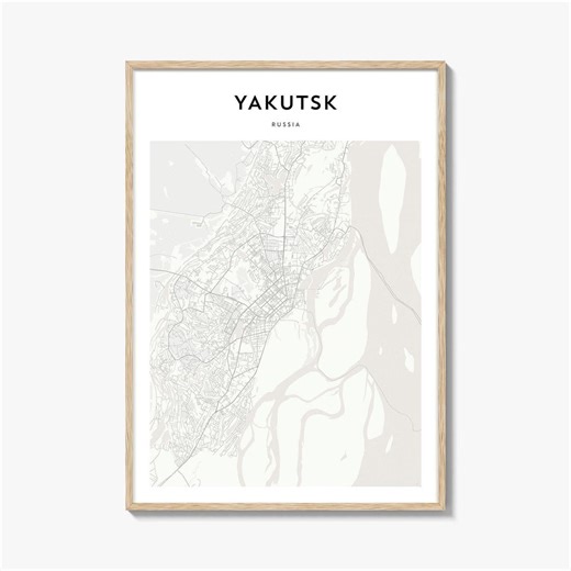 Yakutsk Map Print, Russia Poster, Siberia Wall Art, Sakha Custom Street Decor - Etsy