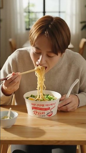 일회용 전자렌지 종이용기로 라면 끓이기(AI로 만들어봤어요)