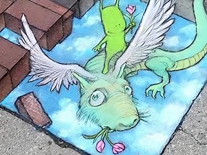 艺术家David Zinn置身街头巷尾 绘制出治愈人心的画作 #创意 #治愈 #有趣,David Zinn街头艺术- 抖音