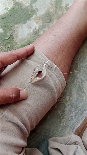 tutorial on how to fix ripped shorts at the ankle #sewing