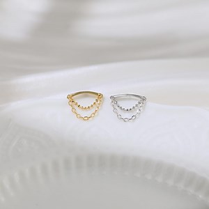 Double Chain Dangle Hidden Helix Stud Earring 925 Silver Chain Drop Push Pin Flat Back Minimalist Cartilage Helix Piercing Gift for Her - Etsy