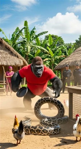 What if a Gorilla Battled a Python to Save Its Jungle Home #wildlife #nature #animals