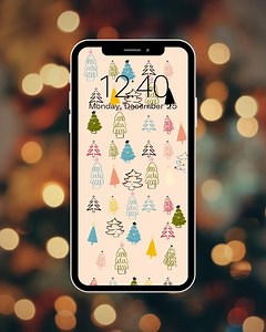 Christmas Tree Pattern Phone Wallpaper: (digital Download) - Etsy Canada