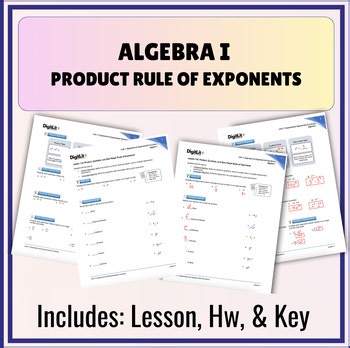 Product Rule of Exponents Guided Notes and Worksheets | 8th-10th Grade Algebra
