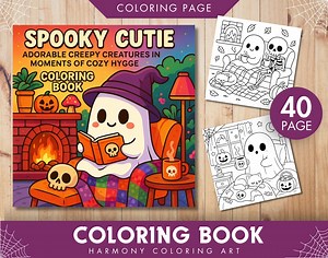Spooky Cutie Coloring Pages - 40 Cozy and Comfy Illustrations With Little Animal Friends and Ghosts Printable Instant Digital Download PDF - Etsy