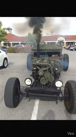 Vintage Military Vehicle Engine Start & Drive | Powerful Smoke & Fire Effect | Cinematic Short