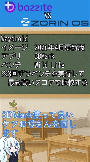 Bazzite VS ZorinOS★Waydroidのベンチ比較 #bazzite #waydroid #ZorionOS #WhiteCUL