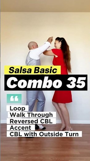 Salsa Basics “Combo 35” - Loop, Walk Through, Reversed CBL, Accent, CBL Outside Turn #dance #shorts