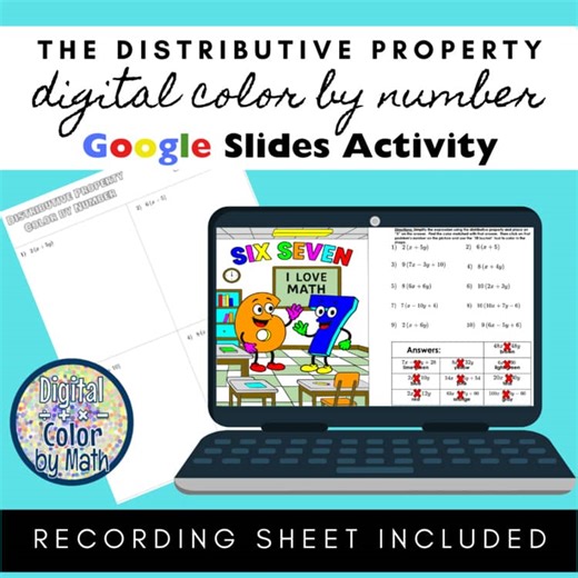 Digital Color by Number: The Distributive Property - Six Seven Theme "67"