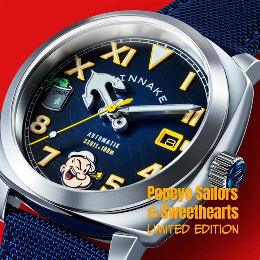 The Hull California Automatic Popeye Sailors & Sweethearts Limited Edition is here — two watches capturing one legendary love. | Spinnaker