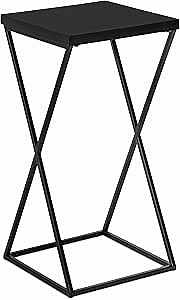 Kate and Laurel Elix Modern Wood and Metal Square Accent Drink Table; 12 x 12 x 24; Black; Contemporary Side Table Plant Stand with Unique Crisscrossed Design for Decorative Display