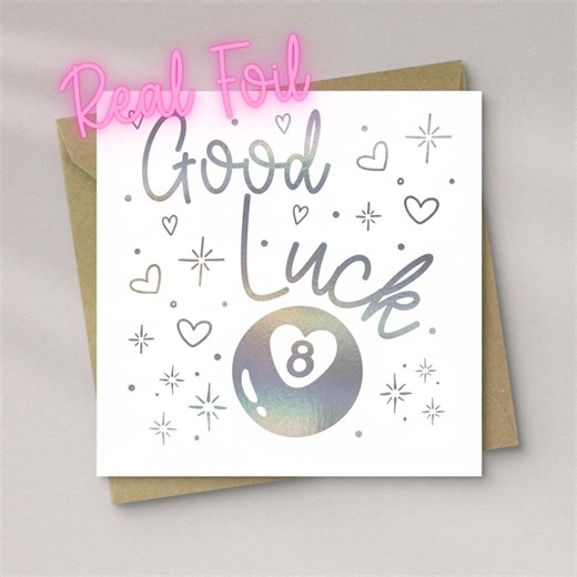 Good Luck Card | Lucky 8 Ball Card | Good Luck Gift Card | Exam Good Luck Card | New Job Good Luck Card | Real Foil Greeting Card - Etsy UK