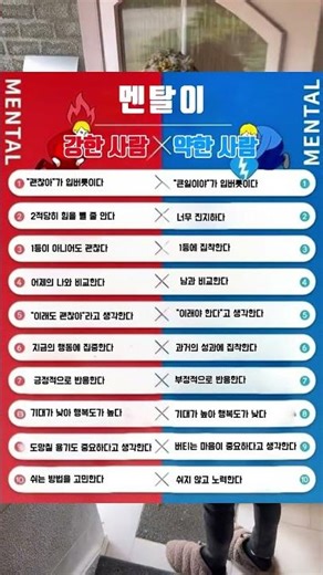 멘탈이 강한 사람 vs 약한 사람 차이 #멘탈관리 #자기계발 #심리 #인간관계