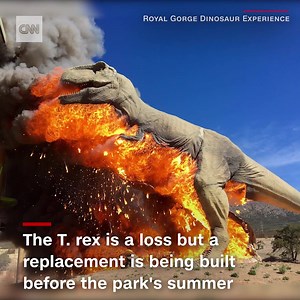 An animatronic T .rex went up in flames at this dinosaur park in Colorado. The park says the blaze was caused by electronic issues. http://cnn.it/2G0KmSY | CNN International