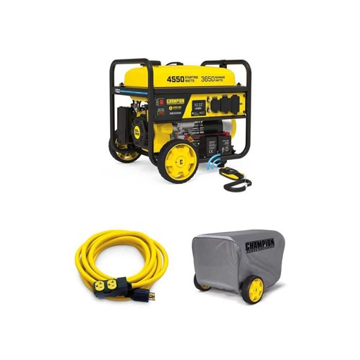 Champion Power Equipment 4550/3650-Watt Generator with CO Shield, Cover and 25 ft. Generator Cord Combo - The Home Depot