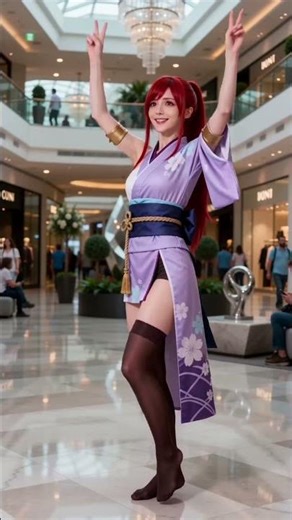 Erza Scarlet Cosplayer Does a 180° Split! 😱⚔️ #FairyTail #shortsfeed