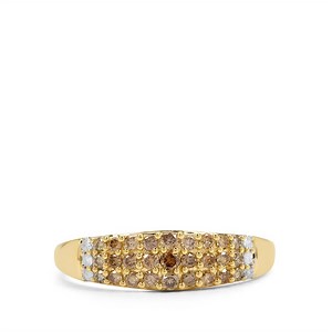 Ombre Champagne Diamonds Ring with White Diamonds in 9K Gold 0.51ct