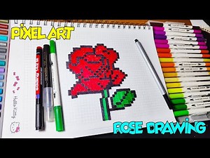 SO EASY! - Pixel Art Rose Drawing 🌹✨ | Easy & Beautiful Pixel Art (STEP STEP)