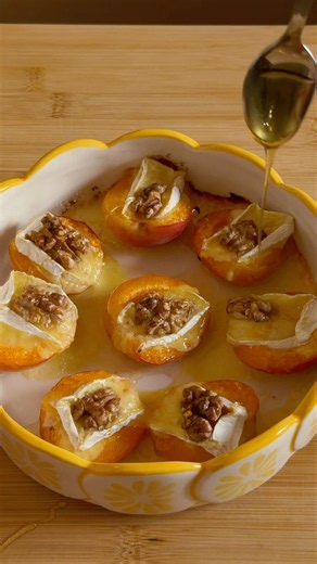 Roasted Apricots with Camembert & Walnuts