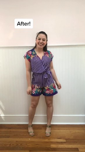 Dress to romper #thriftflip! (Longer video on IGTV) #upcycle #upcyclying #upcycledclothing #refashion #sewing #sewingtutorial