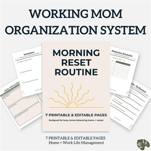 Morning Reset Routine Planner for Working Moms (printable PDF) - Etsy