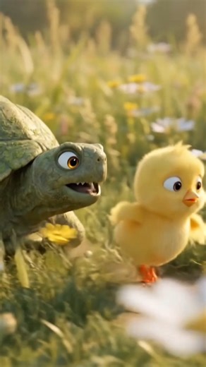 Pippip and the Lazy Turtle 🐥🐢 #Pippip #PixarStyle #CuteChick #FunnyAnimals #3DAnimation #PixarShort