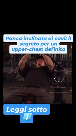 Scolpisci come uno scultore on Instagram: "Le spinte su panca inclinata ai cavi sono una scelta eccellente per chi vuole sviluppare la porzione alta del petto con controllo, tensione costante e minor stress articolare rispetto a bilanciere e manubri. Sono particolarmente utili come esercizio di isolamento o come complemento alle distensioni pesanti per migliorare definizione e forma dell’upper chest. Perché funzionano • Tensione costante: i cavi mantengono resistenza lungo tutta la ROM, aumentan