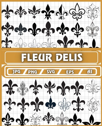 Fleur De Lis SVG Bundle,louisiana Silhouette Clipart(digital Download) - Etsy