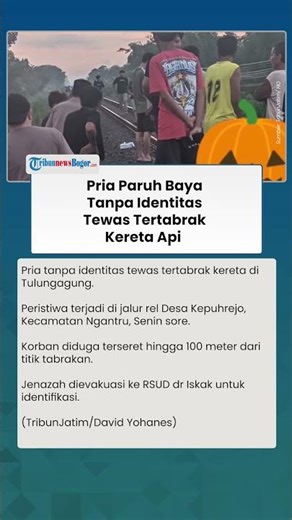 PRIA PARUH BAYA Tewas Tersambar Kereta Api di Tulungagung, Diduga Terseret 100 Meter