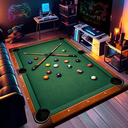 Billiard Table Rug, Pool Game Design Rug, Game Room Decor Rug, Man Cave Rug, Gaming Room Rug, Sports Theme Rug, Pool Table Style Rug - Etsy