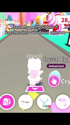 Hatching a Crystal Egg into a Balloon Unicorn in Adopt Me!