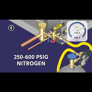 Follow the manufacturer's instructions for pressurizing the system. In general, if you're going to pressurize the system's low side, you'll want to use the low side test pressure. Want to learn more on how to “Leak Test an AC With Nitrogen Pressure”? Follow the link below: https://www.youtube.com/watch?v=JaSUDn2VU04&t=288s #HVAC #Refigeration | HVAC School