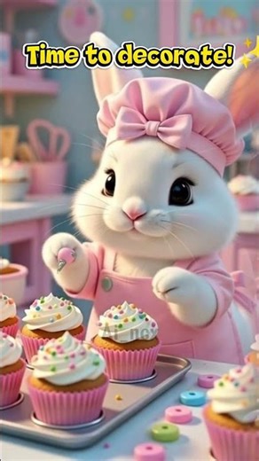 Rabbit Becomes a Baker Today 🧁 #shortvideo #cute #ai #rabbit
