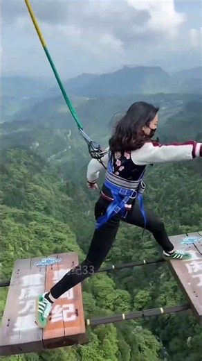 She's So Flexible _Bungee Jumping With Rope In Beautiful Place